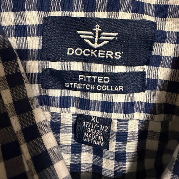 Dockers men’s XL blue and White Checkered long sleeve button down Shirt - Picture 2 of 3